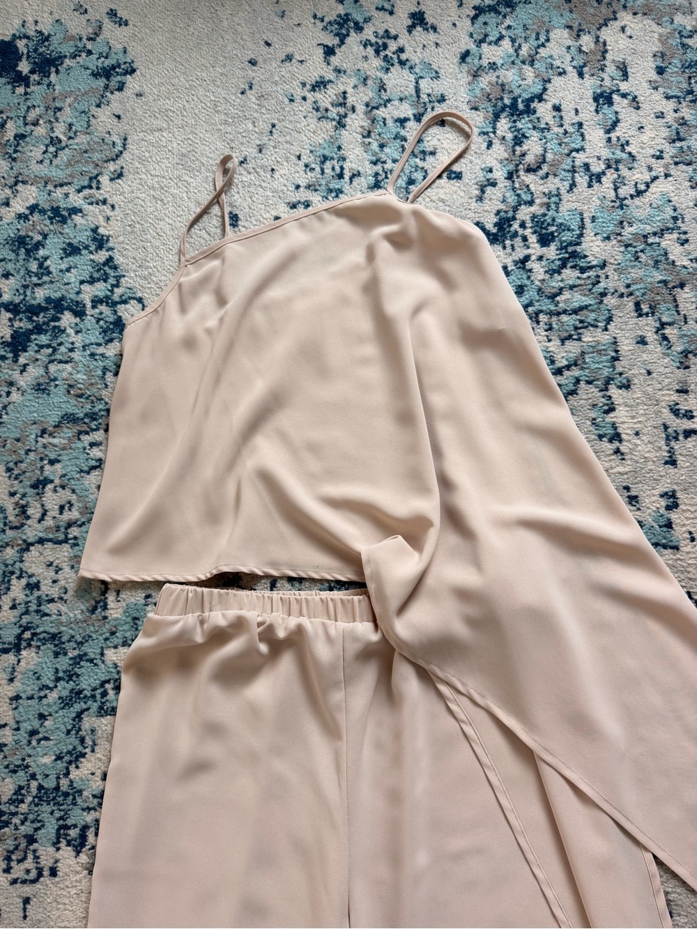 SHEIN Cream Wide-Leg Pants and One-Shoulder Top Set - Picture 2 of 8